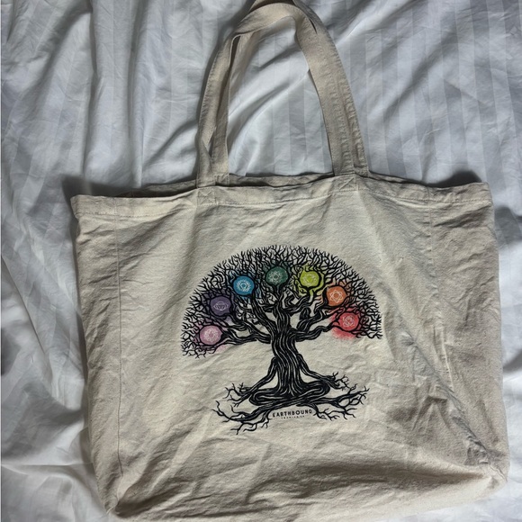 Earthbound trading co. Root Mula yoga 7 chakra organic cotton tote bag - Picture 4 of 12